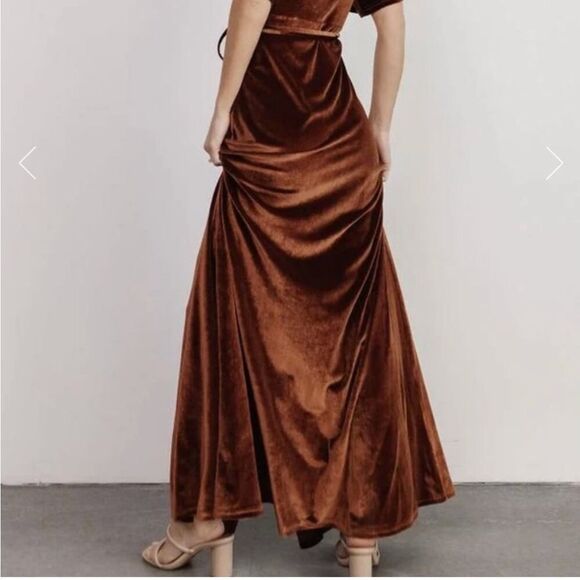 Baltic Born Meghan Velvet Wrap Maxi Dress Bronze Party Evening Large Nwt - Picture 5 of 7